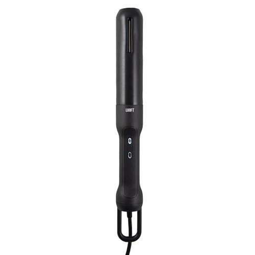 Looft Lighter 2, black electric lighter with a slim design and digital controls for efficient indoor and outdoor fire lighting.