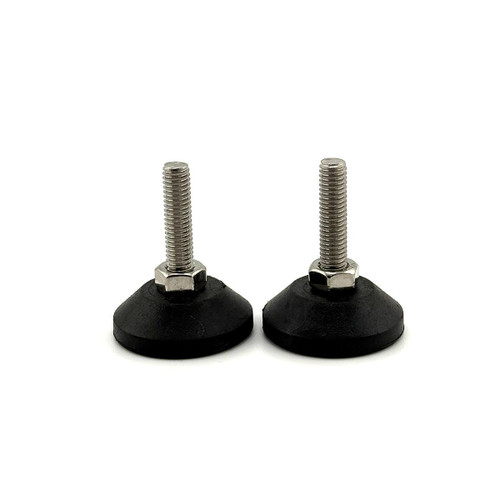 PK Grills PK360 Adjustable Feet, pair of black rubber feet with adjustable metal threaded rods for grill stability and leveling.