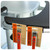 PK Grills PK360 Black Durabilium Shelf Kit, stainless steel grill tool hooks hanging on the side of a black grill shelf.