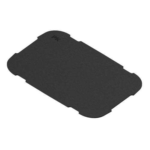 PK Grills PK360 Carbon Steel Griddle, black square-shaped cooking surface with raised edges and the PK logo, ideal for grilling and searing applications.