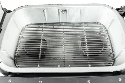 PK Grills Stainless Steel Charcoal Grate for the PK300 and the Original PK, a stainless steel cooking grate placed inside a metal grill unit.
