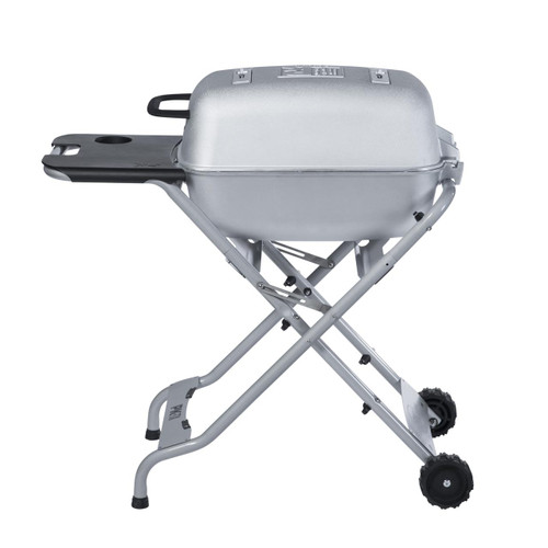 PK Grills The Original PKTX Grill & Smoker - Classic Silver, portable silver grill and smoker with a compact design, sturdy stand, and wheels for easy mobility.