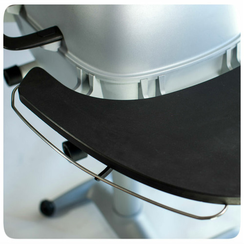 PK Grills The PK360 Grill & Smoker - Classic Silver, close-up of the black grilling surface and silver body with a handle and caster wheels.